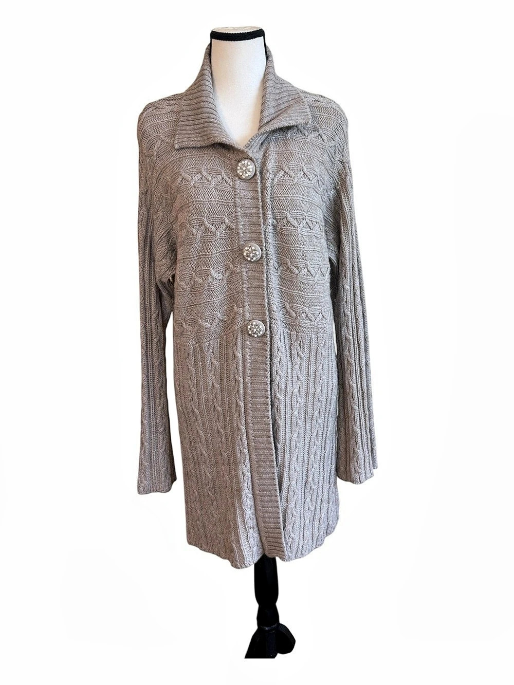 Lane Bryant Cable Knit Cardigan Sandstone brown gray  Size 18/20
